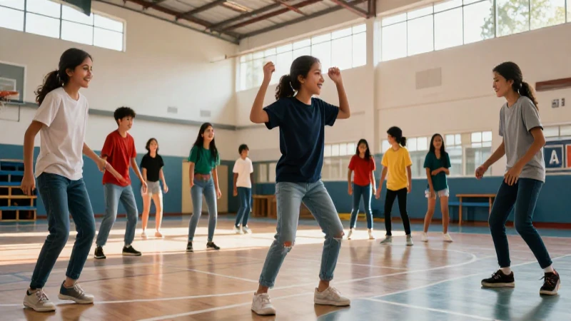 Actividades recreativas inclusivas: promoviendo la inclusión en educación física 4 Estudiantes felices disfrutan actividades en gimnasio moderno