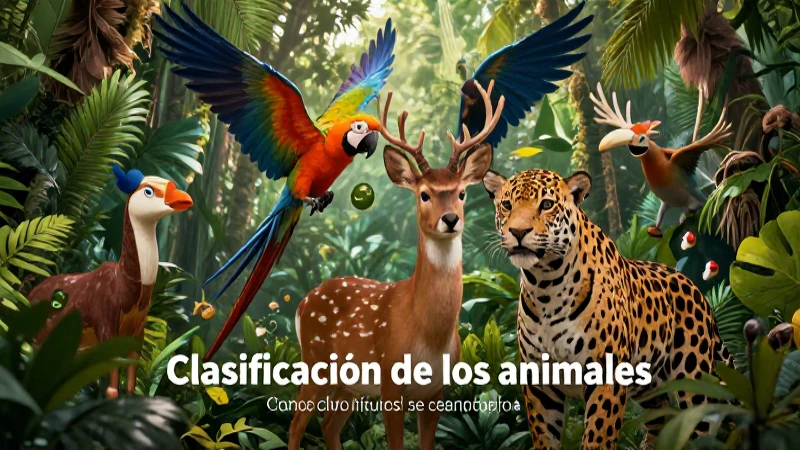 Ilustración didáctica de animales en la selva mexicana