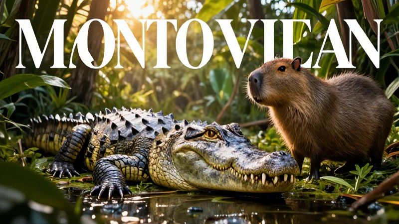 Croc poderoso en humedal tropical dorado