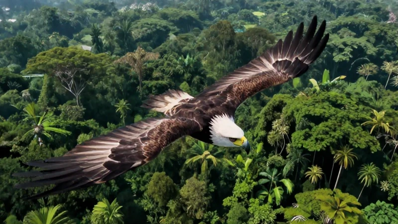 Águila majestuosa sobre selva mexicana
