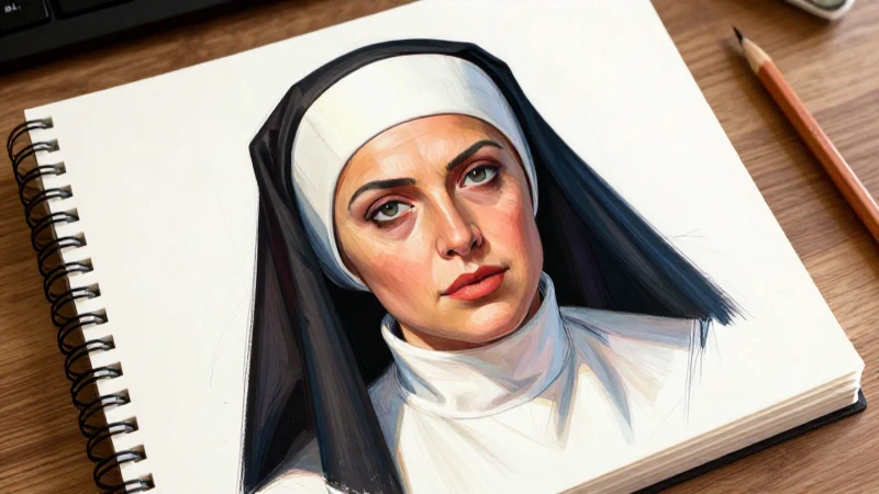 Retrato de monja en estilo de revista con alto contraste