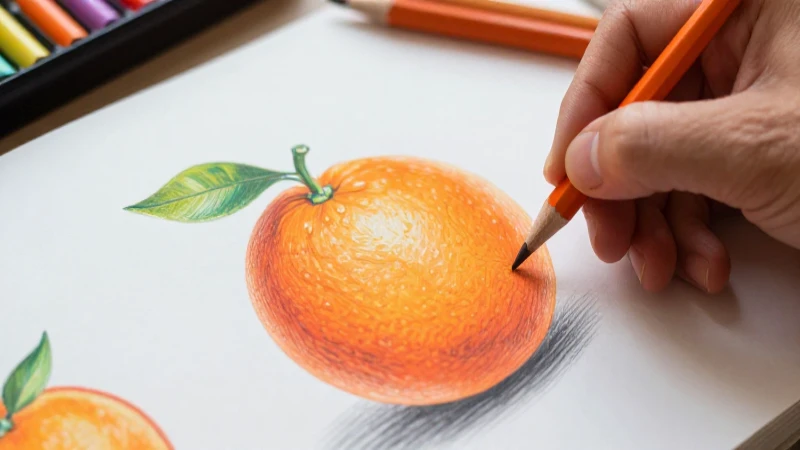 Dibuja una naranja vibrante usando colores perfectos