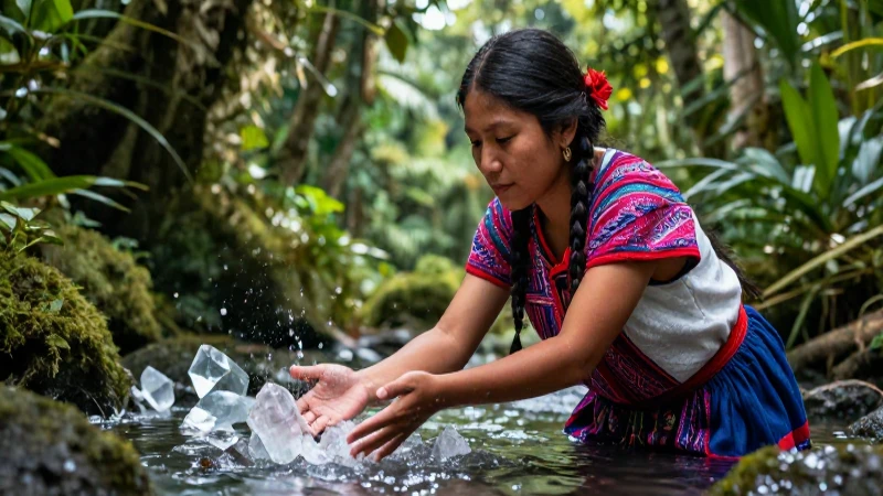 Mujer Kaqchikel en la naturaleza maya