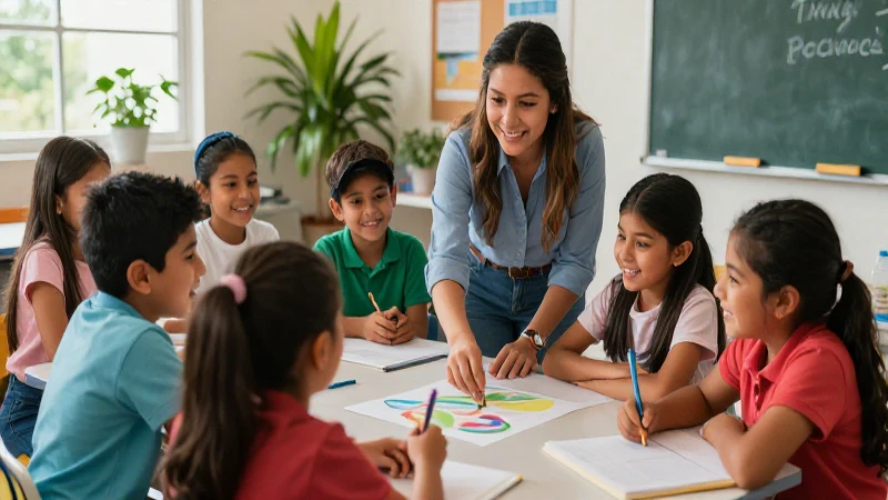 Aprendizaje alegre en aula mexicana moderna