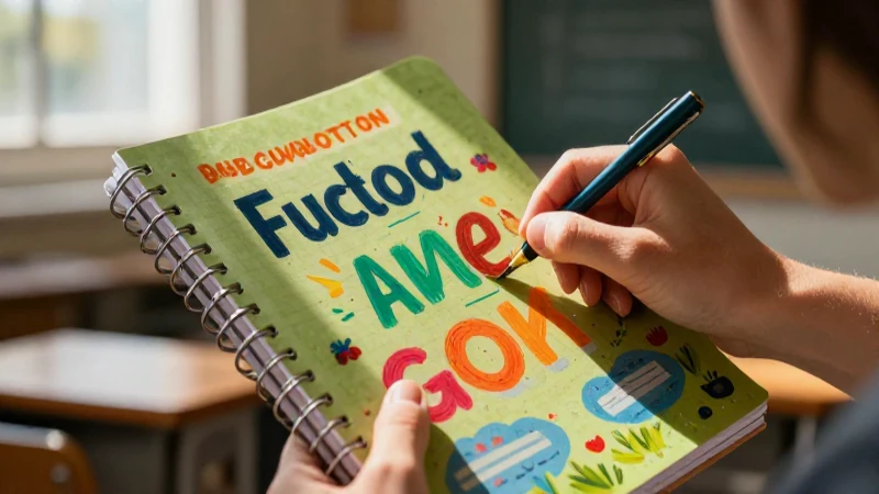 Ilustración de cuaderno educativa con luz cinematográfica