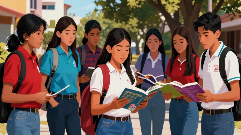 Juventud mexicana aprendiendo cultura en estética vibrante