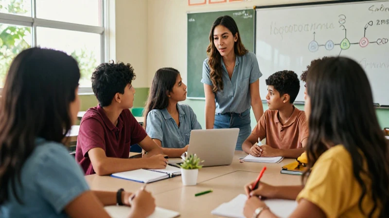 Educación colaborativa en aula mexicana moderna