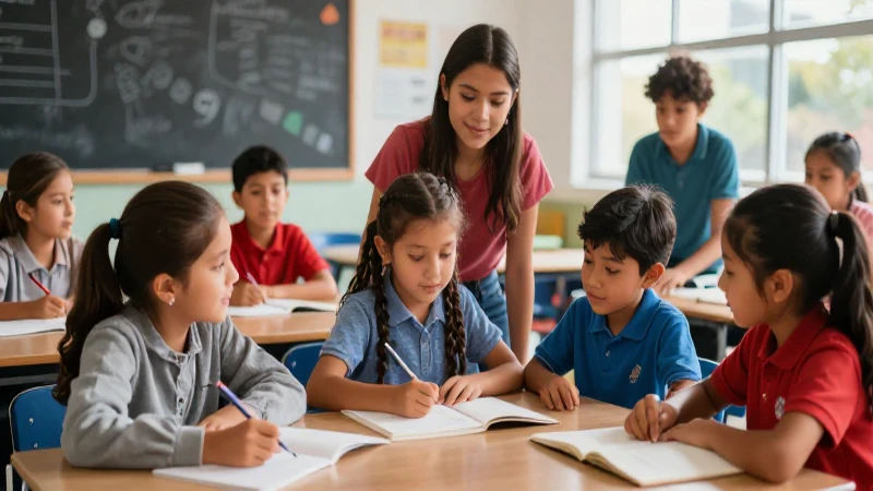 Vibrantes niños mexicanos aprendiendo en clase moderna