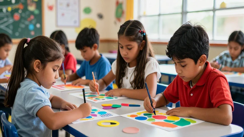 Niños mexicanos artísticos en aula moderna