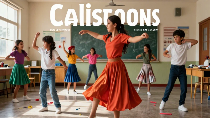 La Nueva Escuela Mexicana: Desarrollo creativo y expresión en la educación artística y danza 3 Baile vibrante en aula mexicana, colorido y profesional