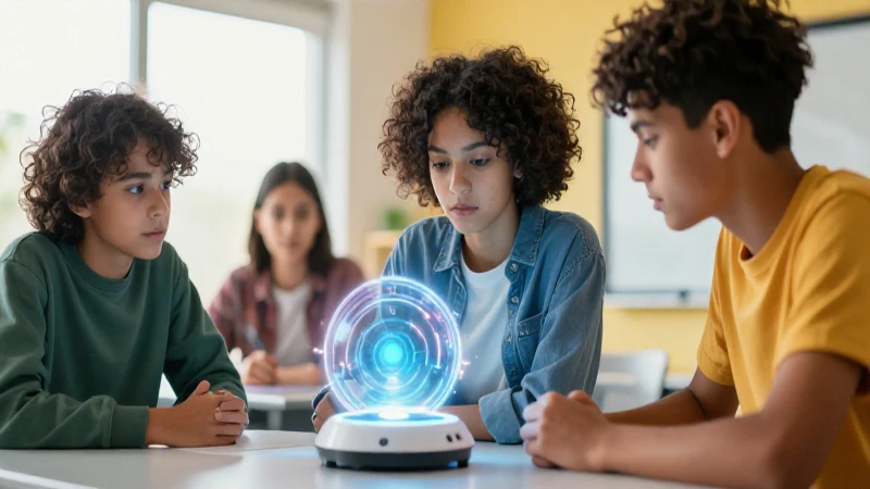 Estudiante concentrado en prototipo tecnológico futurista