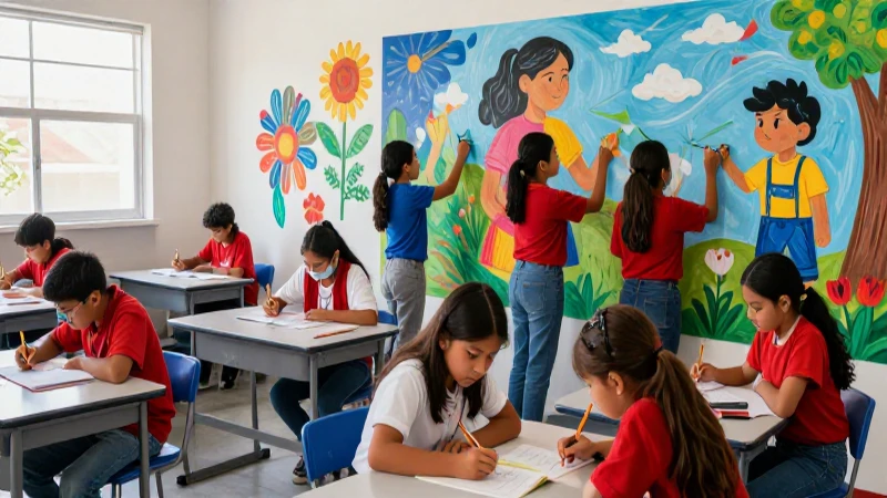 Estudiantes mexicanos crean arte vibrante en aula moderna
