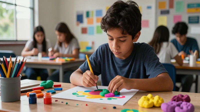 Estudiante creativo de México en su espacio educativo