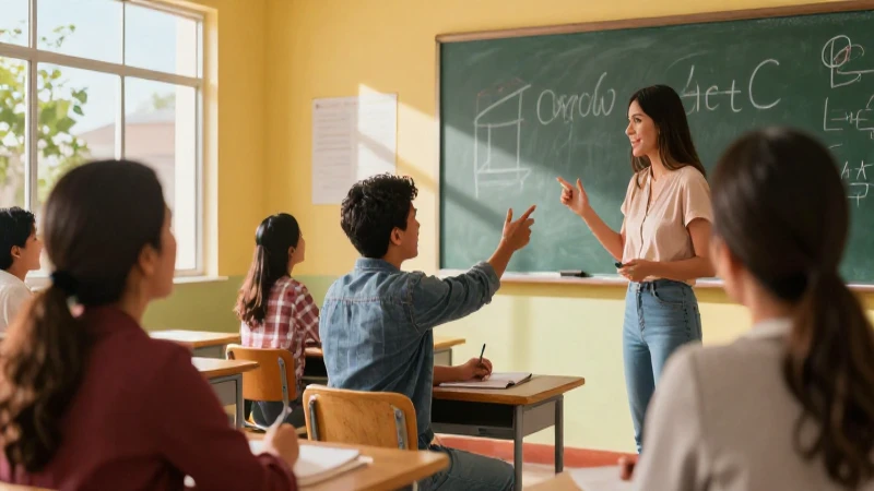 Estudiante adulto colaborando en aula moderna mexicana