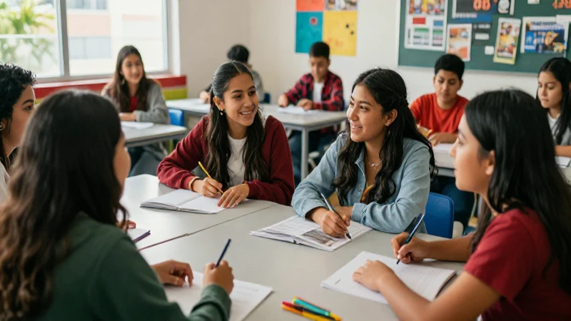 Estudiantes mexicanos colaboran en un aula moderno
