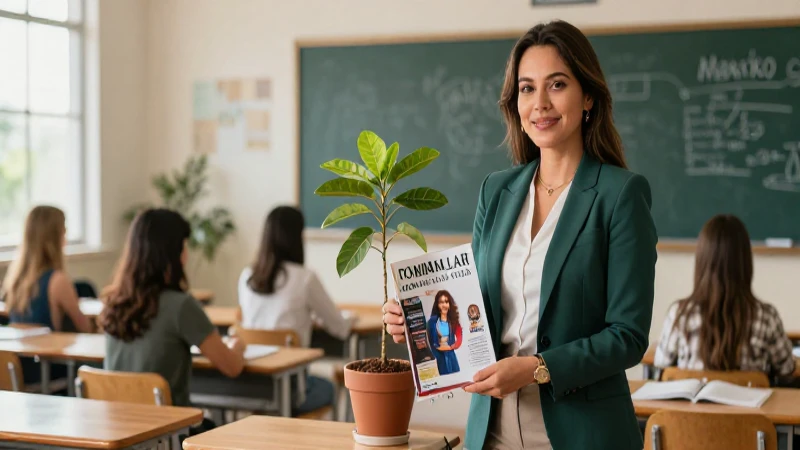 Formación docente: Culturizando en emprendimiento para el futuro 3 Maestra mexicana con espíritu emprendedor en un aula moderna