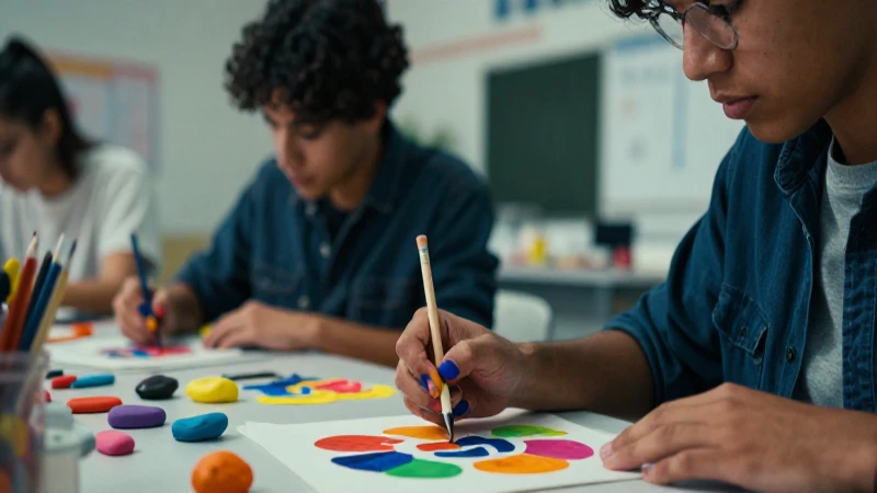 Estudiante crea vibrante arte en un aula mexicana