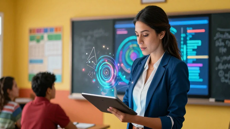 Maestra revisando datos abstractos en México
