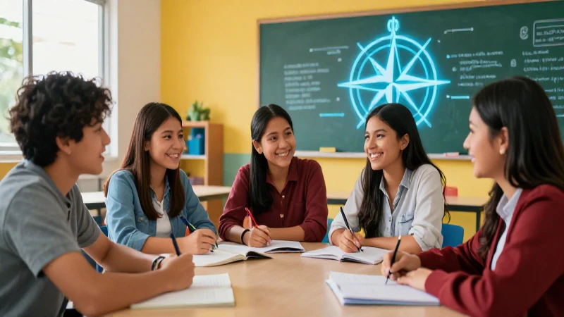 Estudiantes mexicanos felices aprenden en un ambiente vibrante
