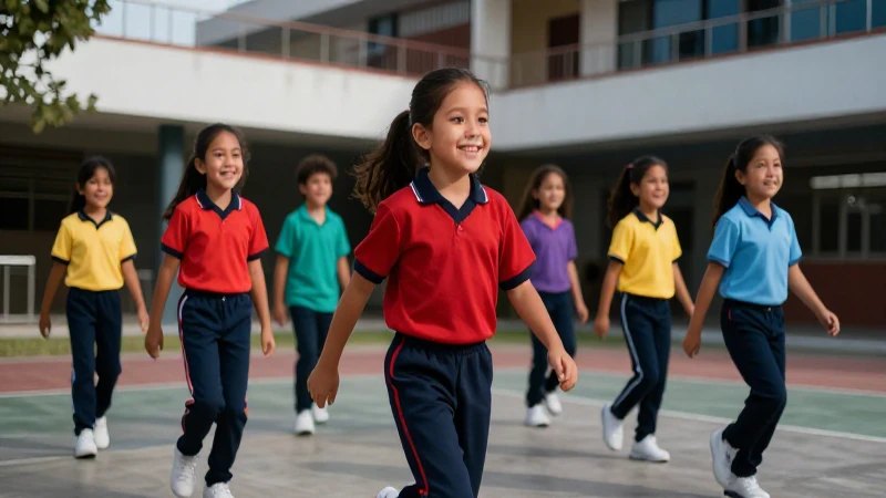 Potencia la participación estudiantil en educación física: Nueva Escuela Mexicana 3 Estudiantes mexicanos sonríen en un patio escolar moderno