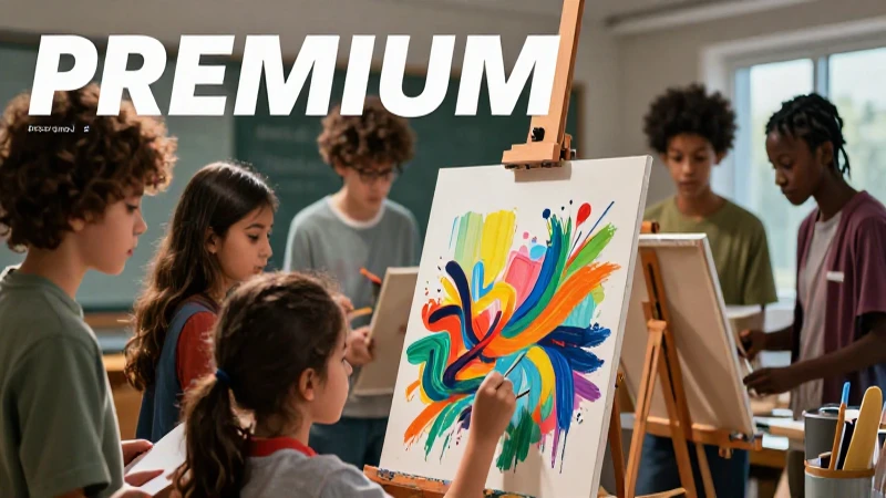 Potencia la creatividad y la participación en educación artística: 10 claves 8 Ilustración digital de estudiantes creando arte vibrante