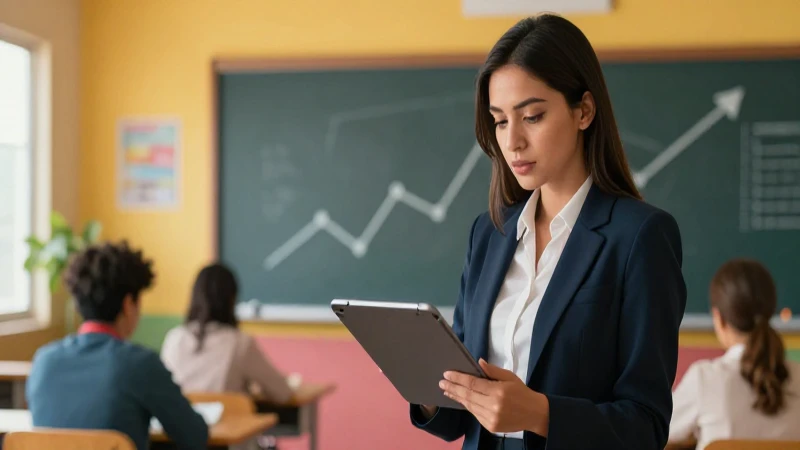 Educador moderno con crecimiento en aula vibrante