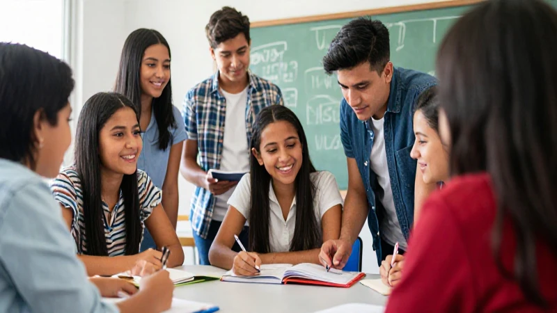 Mejora la educación: Nueva Escuela Mexicana y materiales de calidad 3 Estudiantes mexicanos colaboran en clase moderna