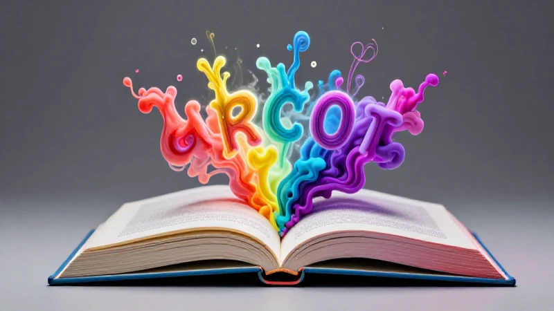 Libro colorido muestra un acróstico brillante