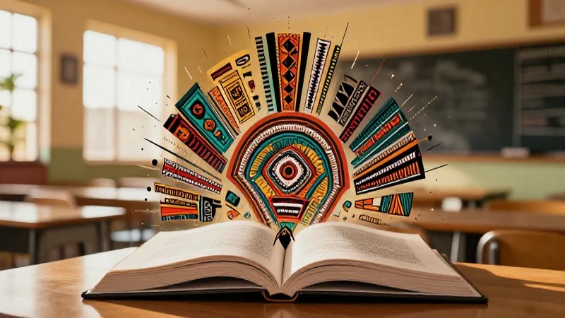 Texto educativo vibrante con patrones africanos