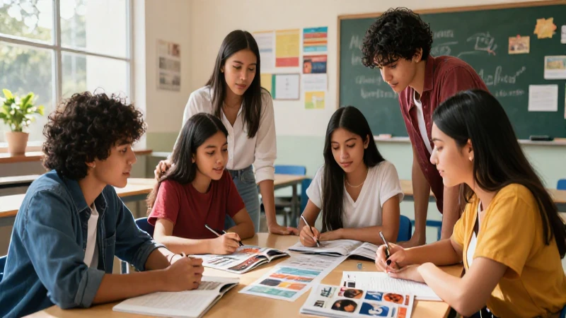 Aprende a implementar ABP en la Escuela Mexicana 4 Estudiantes mexicanos colaborando en un aula vibrante