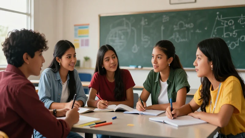 Estudiantes mexicanos aprenden en aula moderna