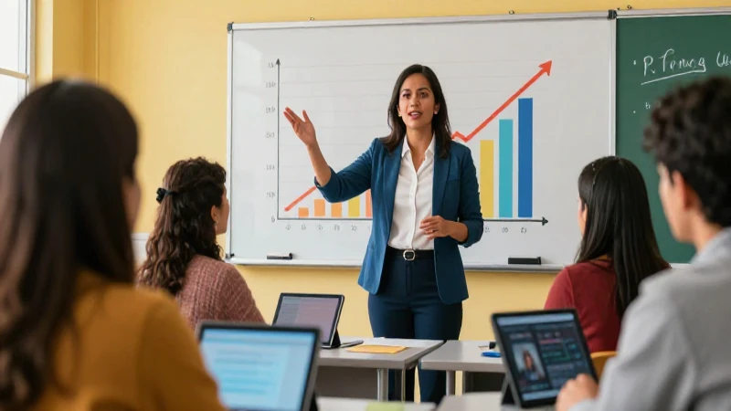 Guía práctica para implementar la Nueva Escuela Mexicana 6 Maestra mexicana entusiasta dirige aula moderna