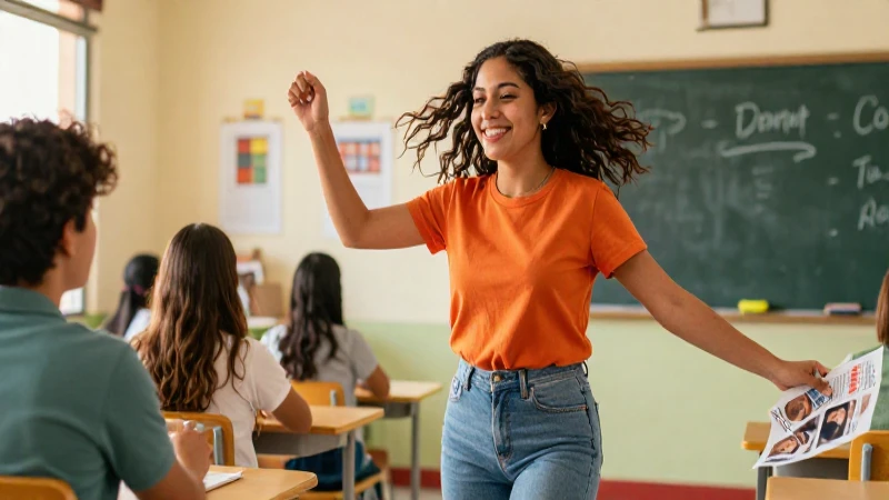 Optimiza tu currículum con la Nueva Escuela Mexicana: clases de educación física mejoradas 3 Educadora vibrante en México con luz cinematográfica