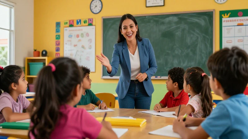 Desarrolla tu motor y habilidades físicas con la Nueva Escuela Mexicana 4 Maestra mexicana activa en vibrante aula
