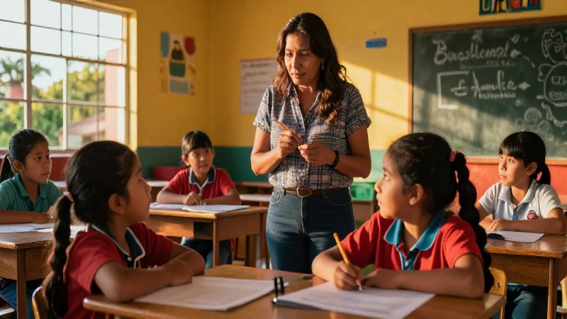 Niños indígenas aprenden en una clase mexicana vibrante
