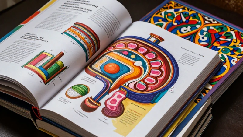 Libros de texto vibrantes con estilo mexicano