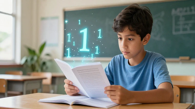 Estudiante aprende a leer números decimales