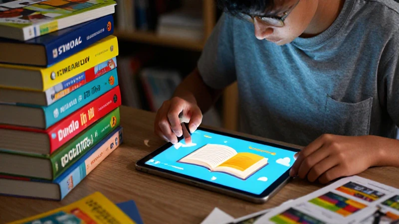 Estudiante digital con libros y tablet