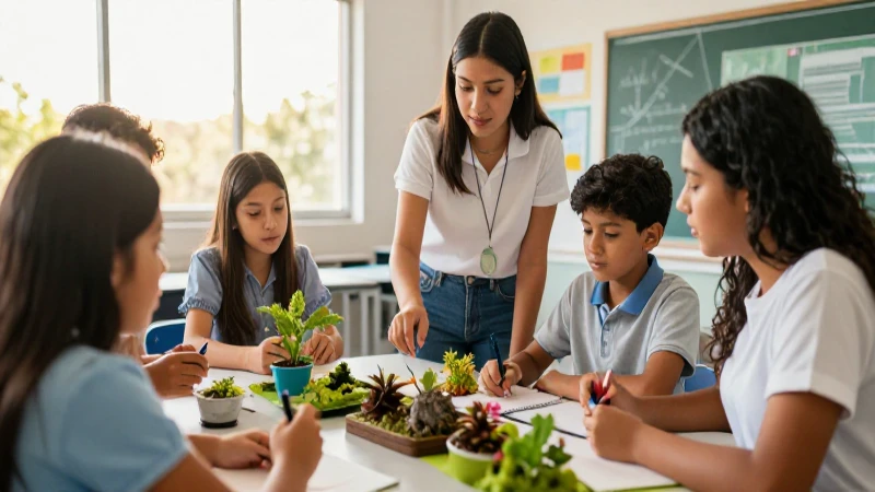Estudiantes mexicanos colaboran en un aula moderna e iluminada