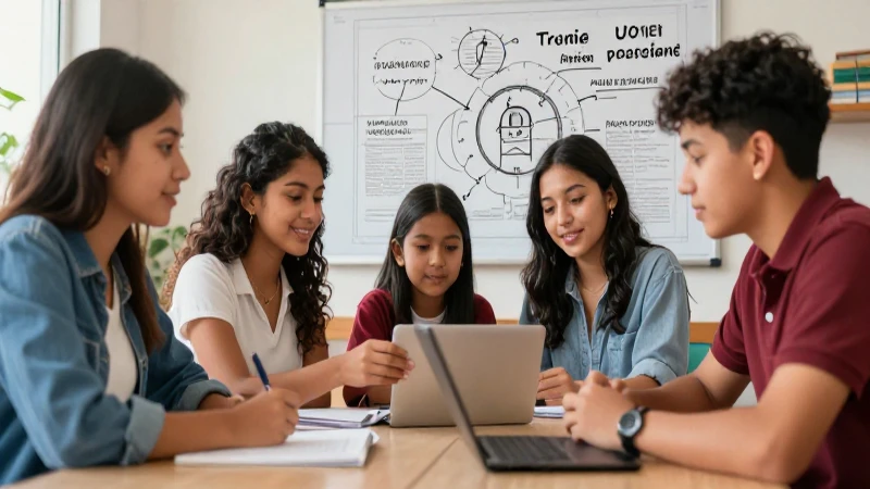 Mejora la Educación: Guía de Evaluación para la Nueva Escuela Mexicana 3 Ilustración vibrante de estudiantes mexicanos en progreso educativo