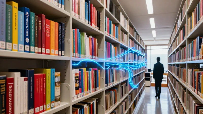 Biblioteca moderna, libros y flujo de datos