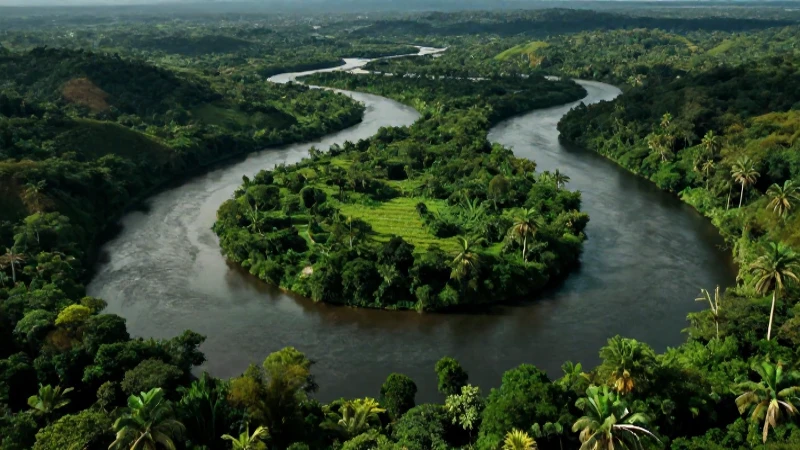 Río tropical visto en vista aérea
