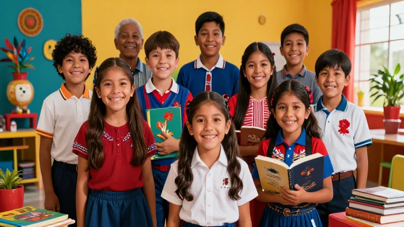 Niños mexicanos felices en un entorno de aprendizaje vibrante