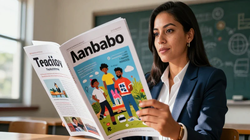 Maestra profesional observa un diario en México
