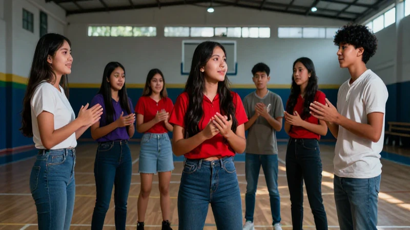Inclusión y diversidad en la educación física mexicana: consejos para la escuela 4 Estudiantes mexicanos diversos juegan en gimnasio moderno