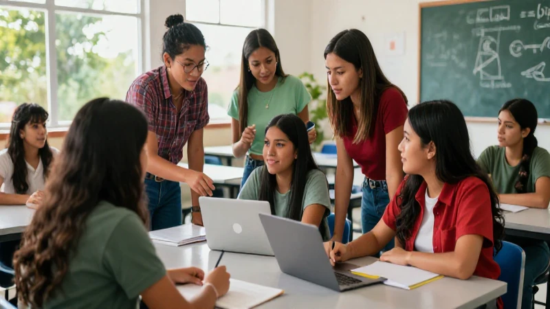 Claves para la nueva escuela mexicana: equidad e inclusión en evaluación educativa 3 Estudiantes mexicanos colaboran en un ambiente de crecimiento inclusivo