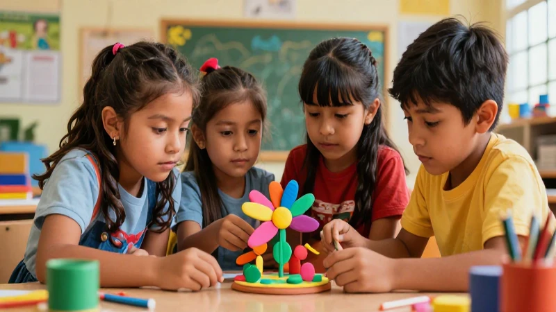 Niños mexicanos colaboran en un proyecto educativo vibrante