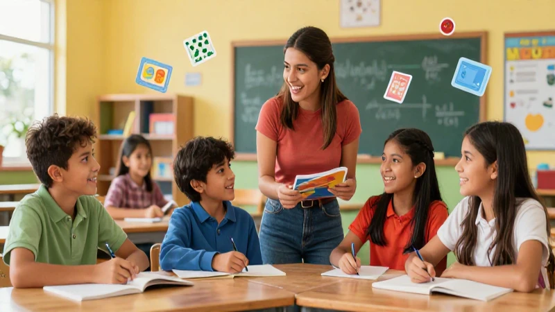 Estudiantes mexicanos felices colaborando en aula