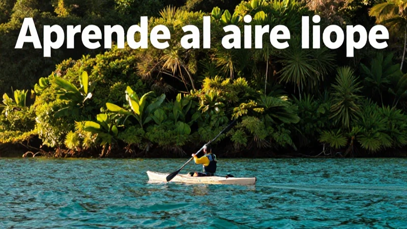Kayak dinámico en naturaleza vibrante al atardecer