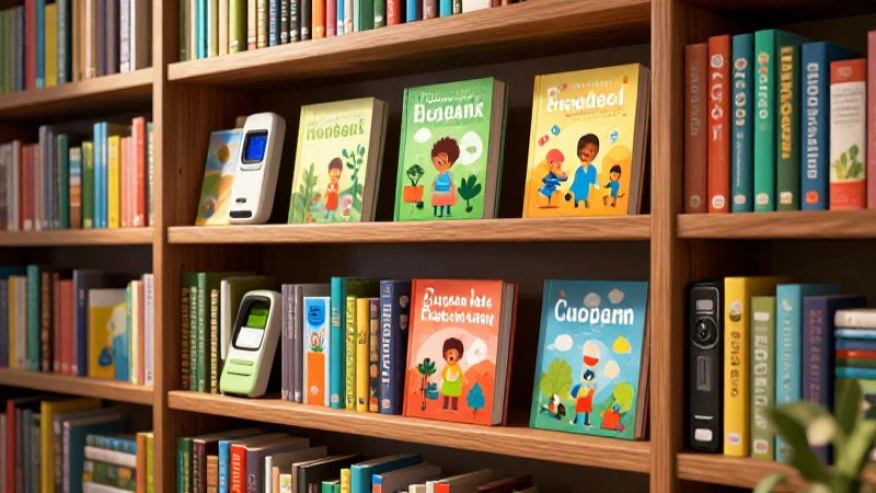 Conoce cómo clasificar libros de manera efectiva y organizada 4 Biblioteca moderna vibrante con estética educativa